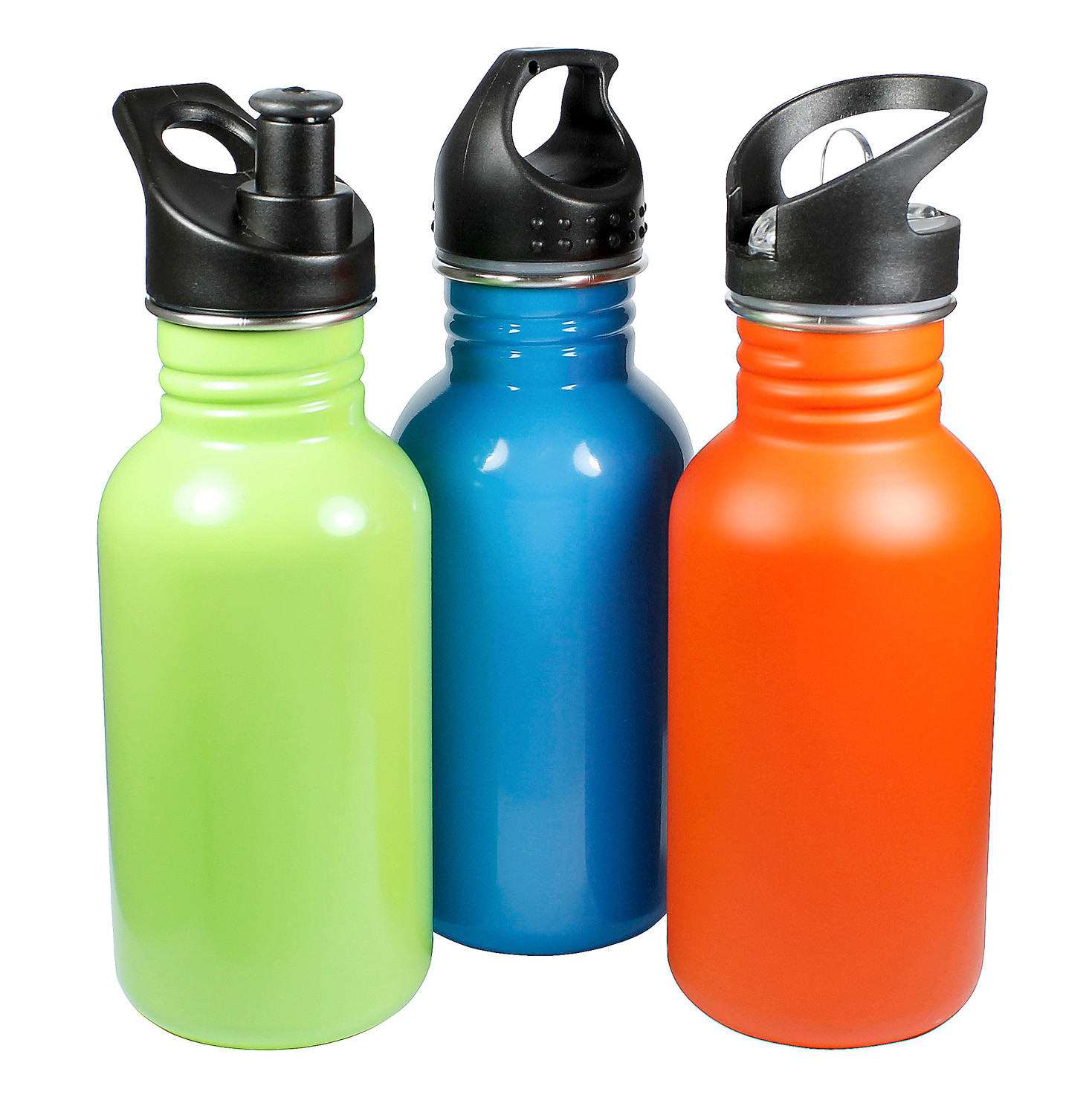 Drink Bottle 500ml Shiny Or Matt Finish 3 Lid Types