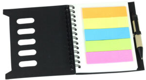 Notebook With Pen & Ruler And Sticky Note Flags