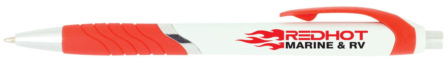 Pen Plastic Push Action Metal Trim Soft Rubberised Grip Explorer - 54463_68375.jpg