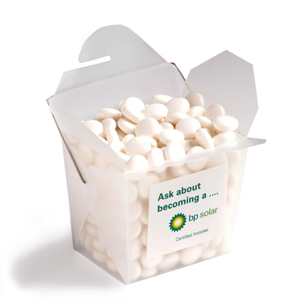Frosted PP Noodle Box Filled with Mints 100G