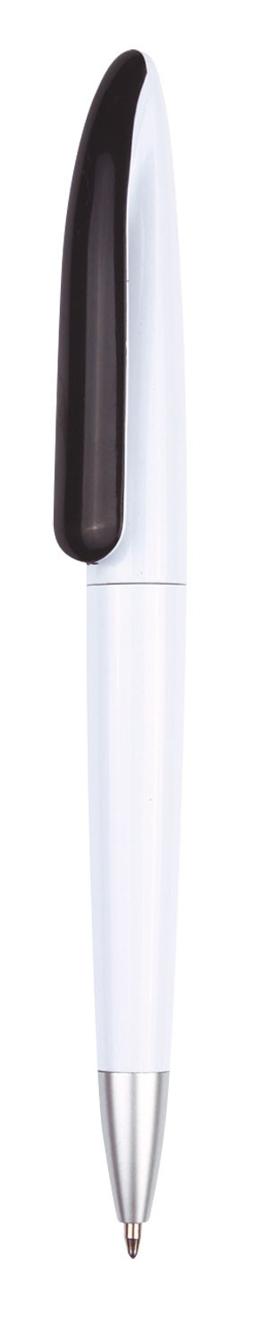 Pen Plastic , Sleek White Barrel With Coloured Clip Camaro - 54470_68428.jpg