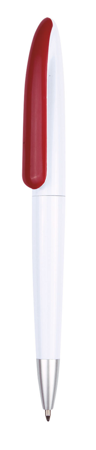 Pen Plastic , Sleek White Barrel With Coloured Clip Camaro - 54470_68432.jpg