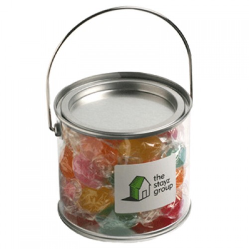 Medium PVC Bucket Filled with Twist Wrapped Boiled Lollies 300G