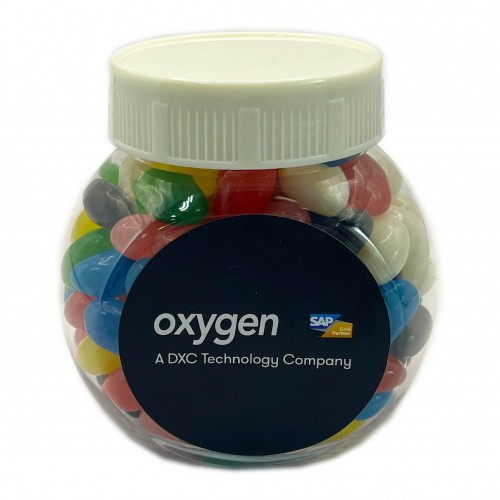 Plastic Jar Filled with Jelly Beans 170G (Corp Coloured or Mixed Coloured Jelly Beans)