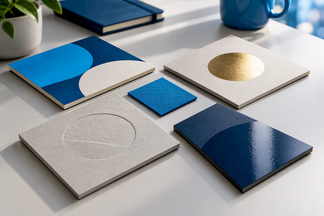 Four corporate packaging finish samples