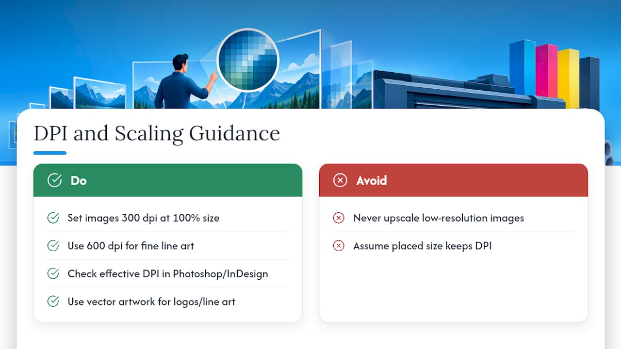Print resolution and scaling guidance