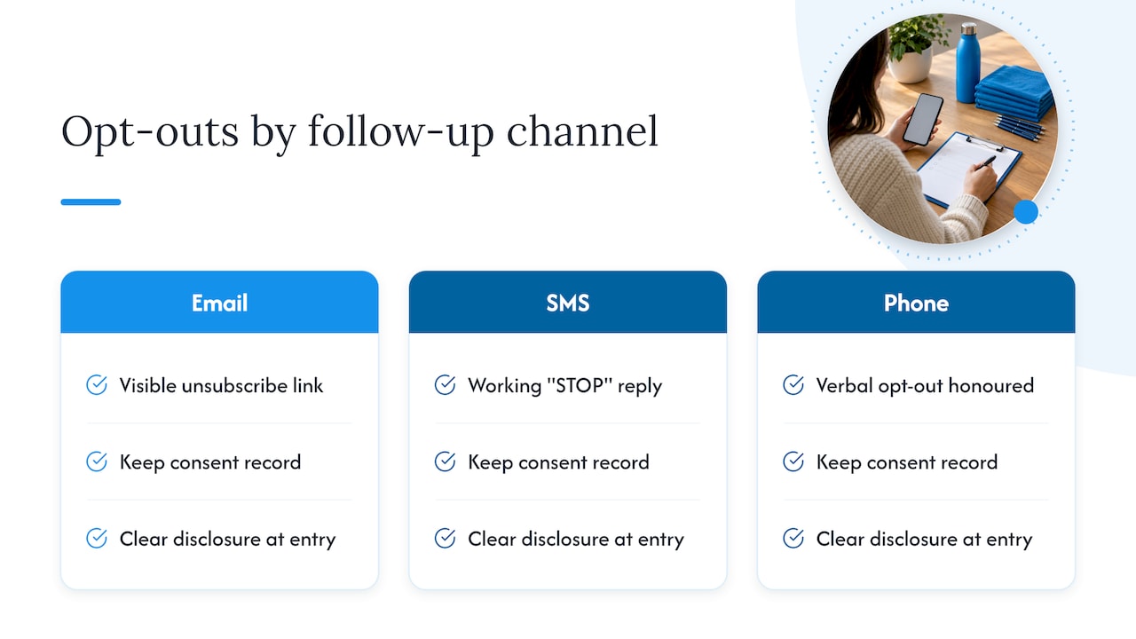 Marketing follow-up opt-outs by channel
