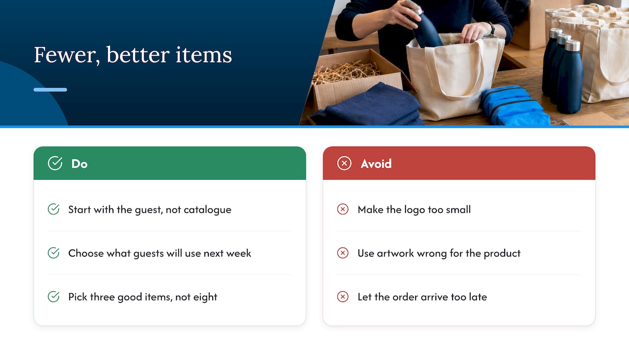 Our view: fewer items, better items — overview diagram
