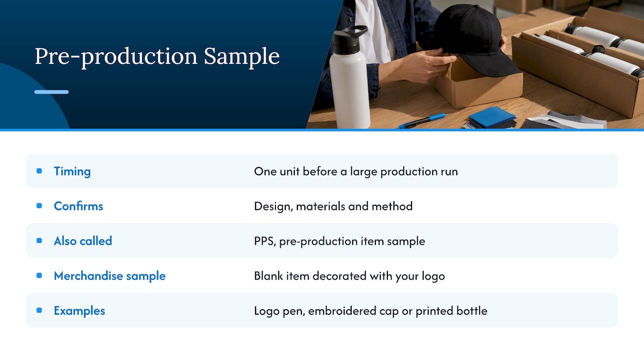 What a pre-production sample means — overview diagram